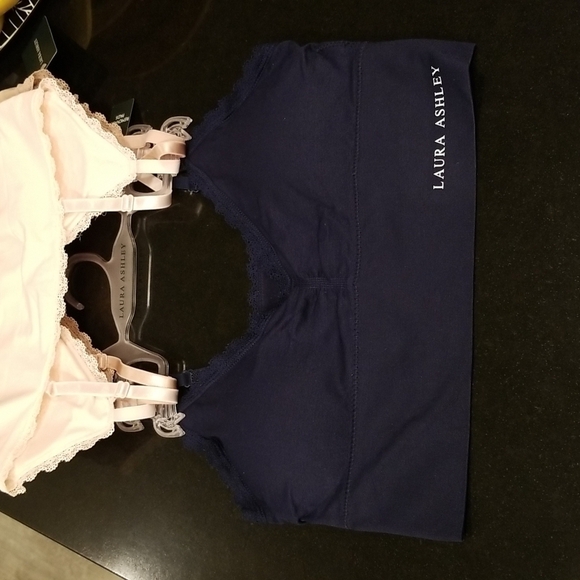 💕LAURA ASHLEY💕 3 Pack Bralettes ~ Nude Light Pink Navy Blue Small S NWT - Picture 7 of 14